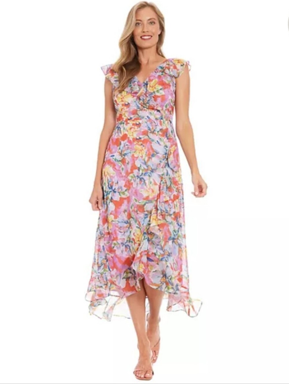London Times Size 10 Midi Dress Floral/Formal
